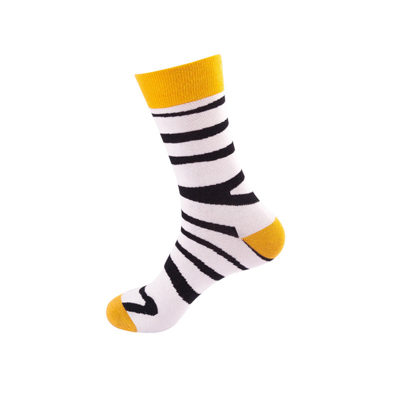 Yellow with Black Abstract lines Crazy Socks