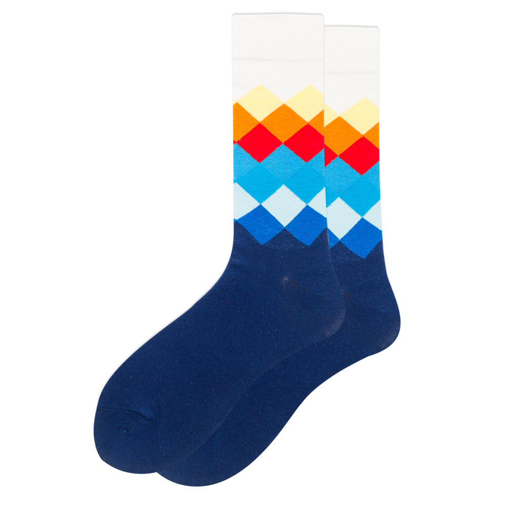 Blue & White Diamond Crazy Socks