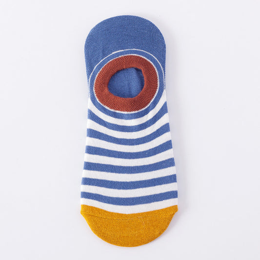 Yellow & Blue Lines Low Cut Crazy Socks