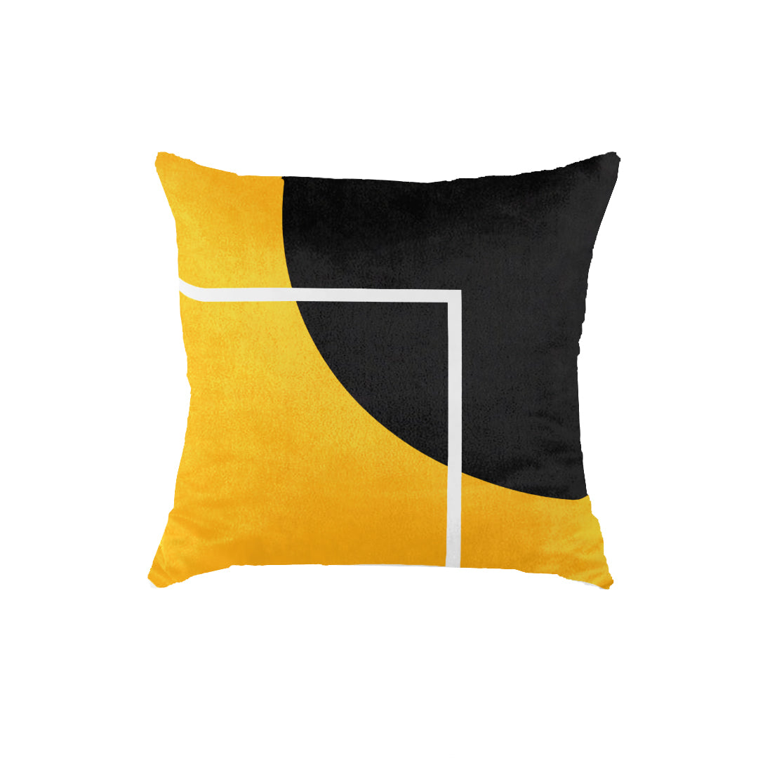 SuperSoft Yellow Mustard Black Round Throw Cushion