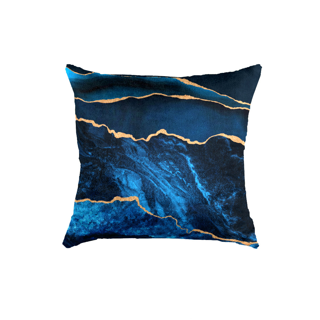 SuperSoft New Blue Gold Abstract Throw Pillow