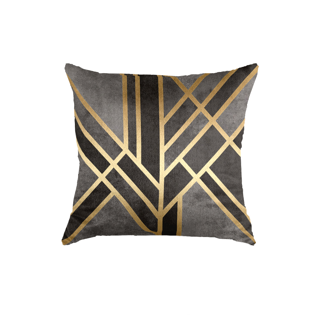 SuperSoft Grey Gold Art Deco Throw Cushion