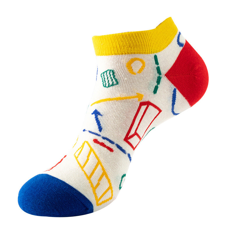 Red & Blue Abstract Ankle socks