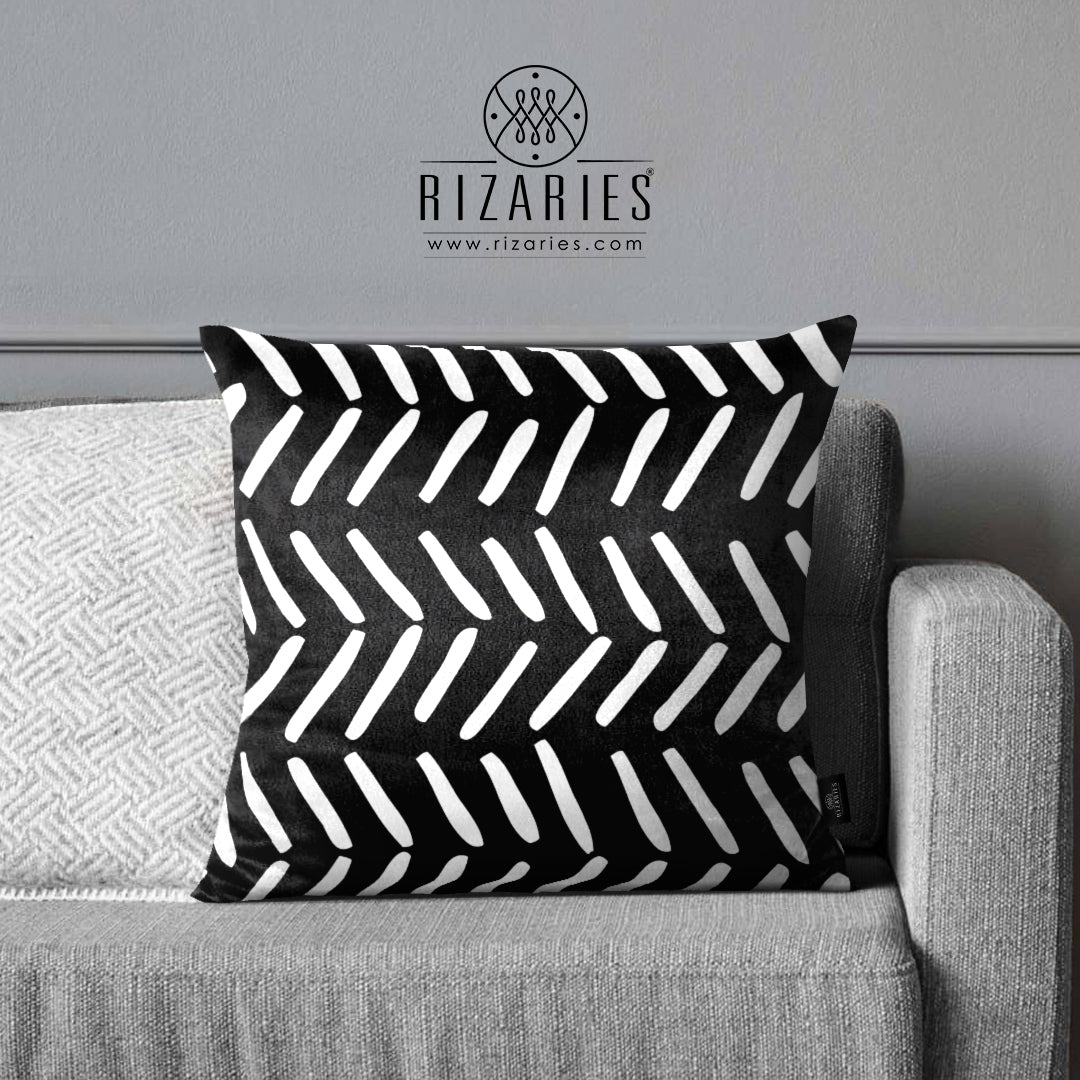 SuperSoft White & Black Uneven Throw Pillow