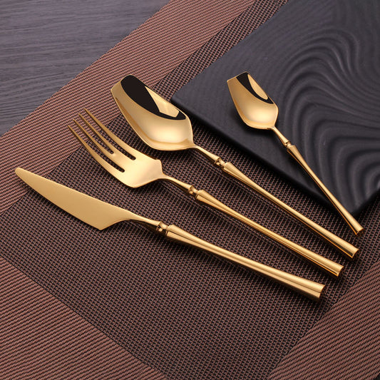 Shiny Modern Full Gold Cutlery Set