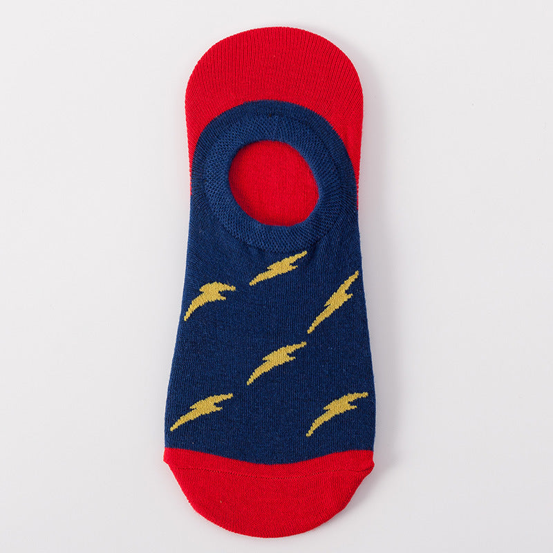 Blue & Red with Lightning Low Cut Crazy Socks
