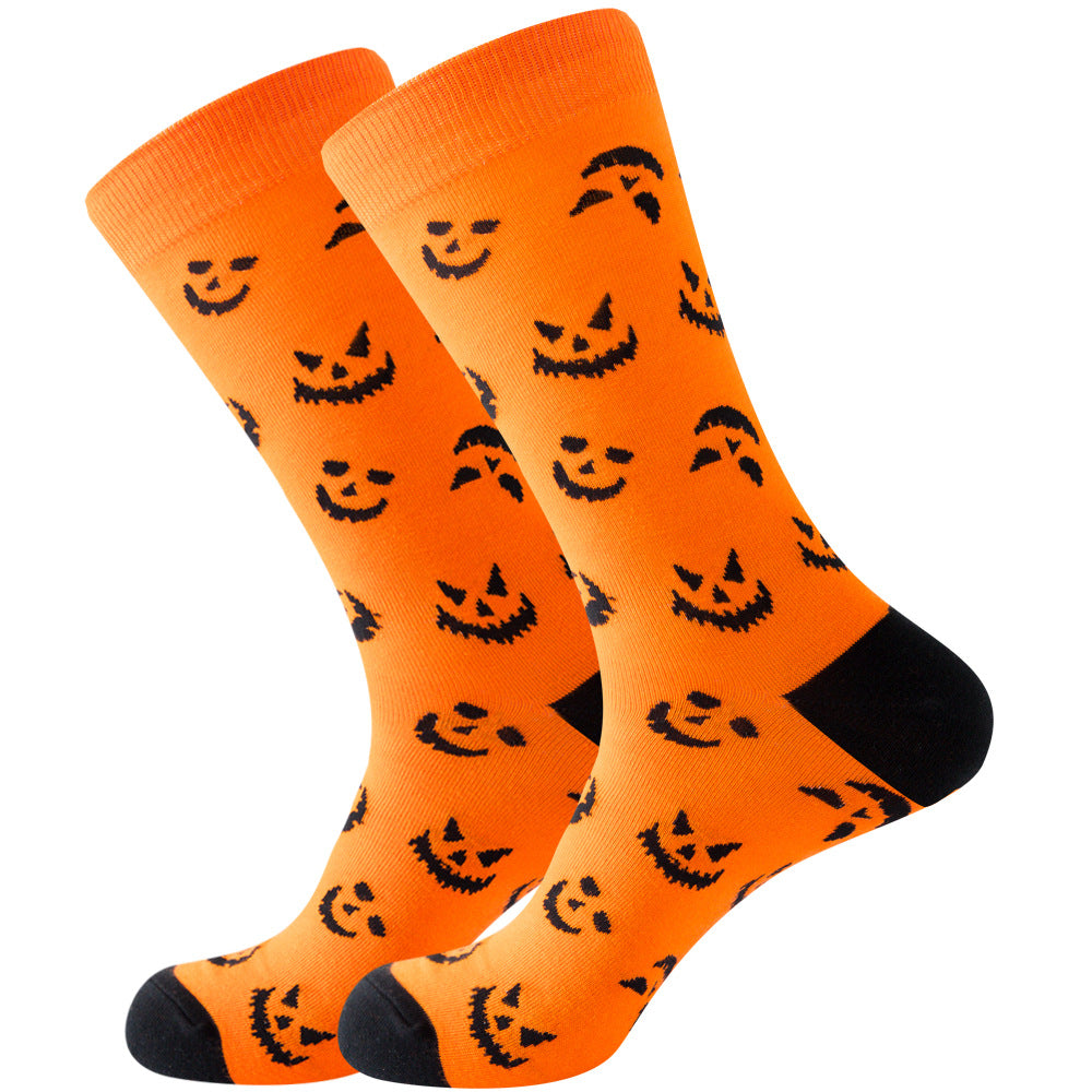 Smiling Faces On Orange Crazy Socks