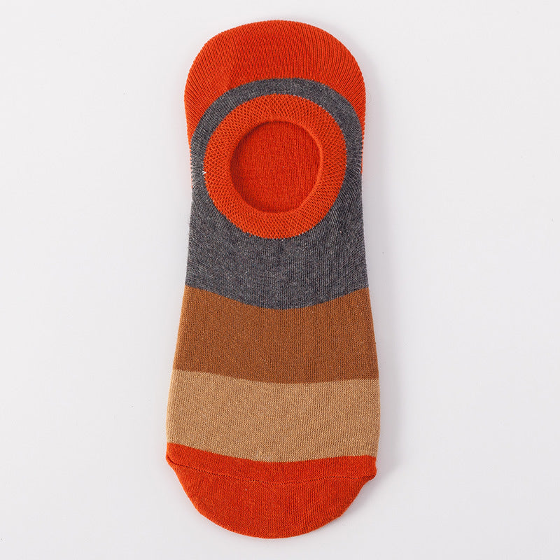 Orange & Brown Low Cut Crazy Socks