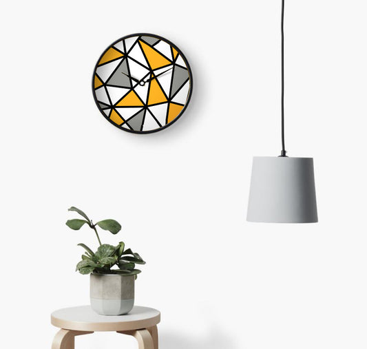 Yellow Geometric Wall Clock