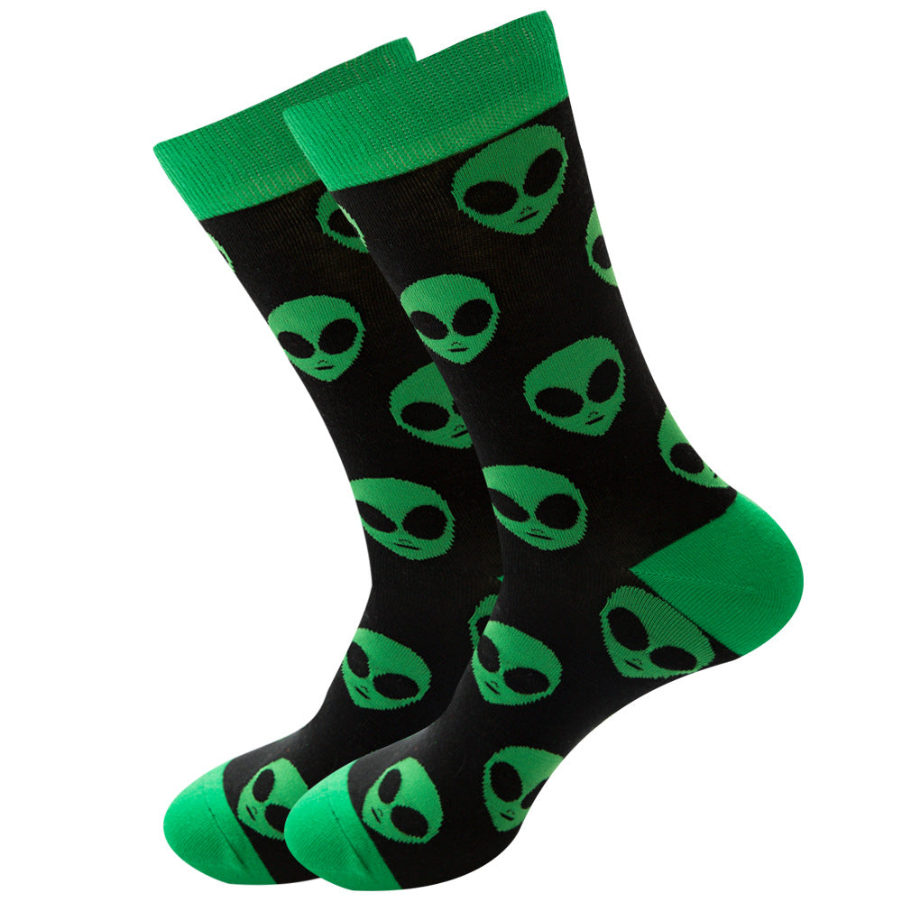 Black & Green Alien Crazy Socks
