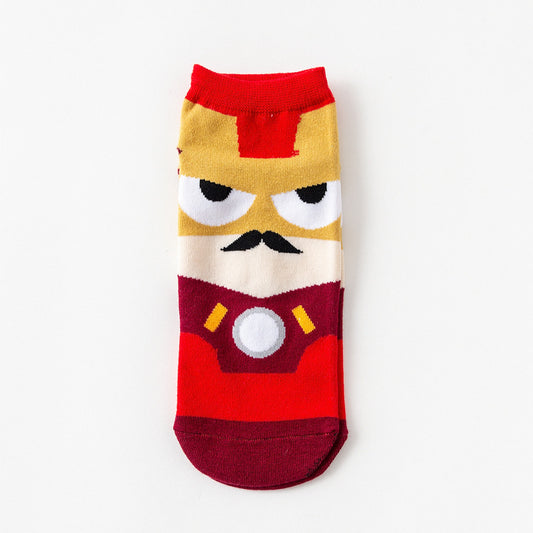 Angry Face on Red Low Cut Crazy Socks