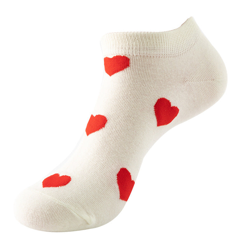 Red Heart on White Ankle Socks