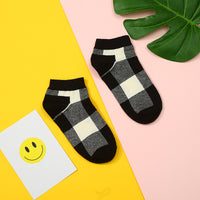 Thumbnail for Black & White Boxes Low Cut Crazy Socks