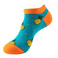 Thumbnail for Pineapple on Lite Blue Ankle Socks