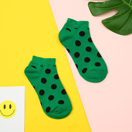 Green with Black Spots Low Cut Crazy Socks