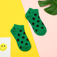 Thumbnail for Green with Black Spots Low Cut Crazy Socks