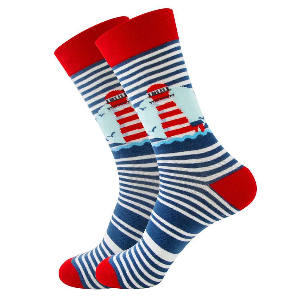 Blue lines & Red Crazy Socks