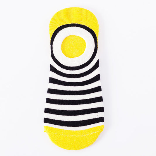 Yellow with Black Lines Low Cut Crazy Socks