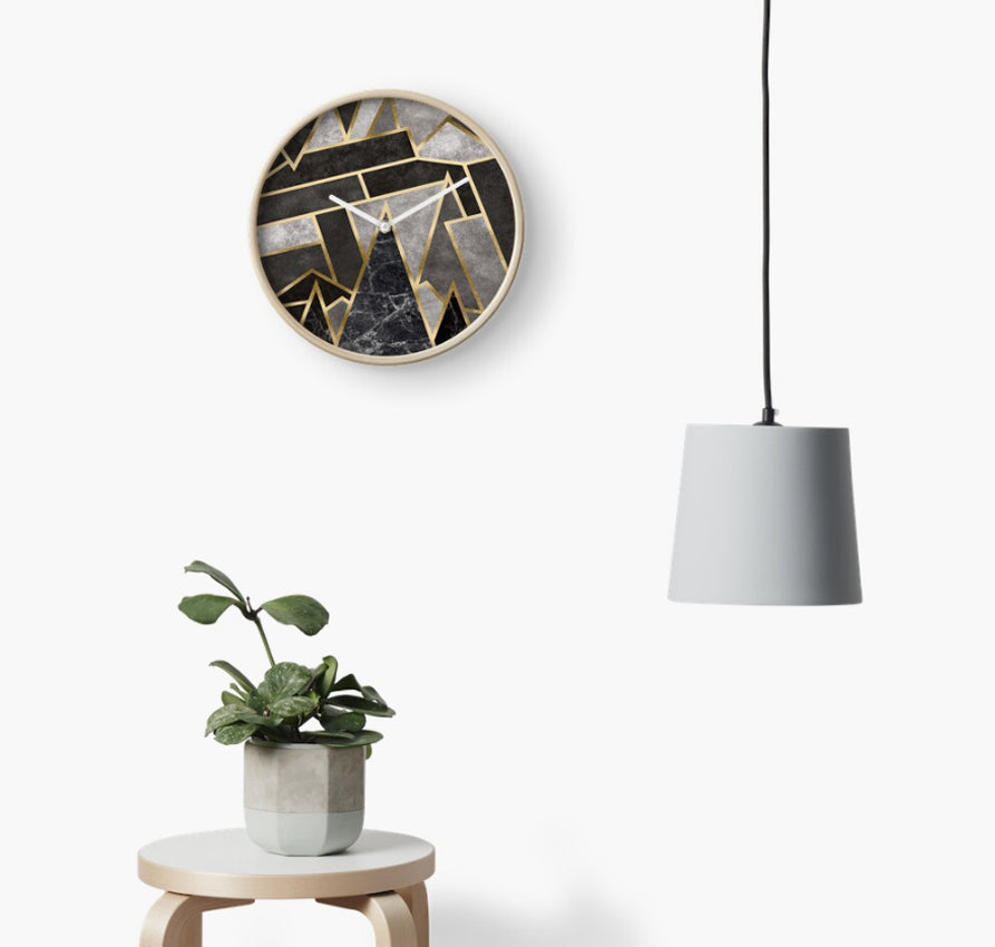 Grey Geometric Mosaic Wall Clock
