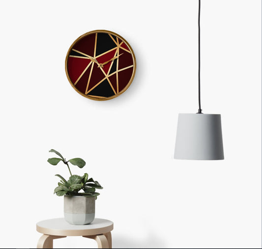 Burgundy Metallic Wall Clock