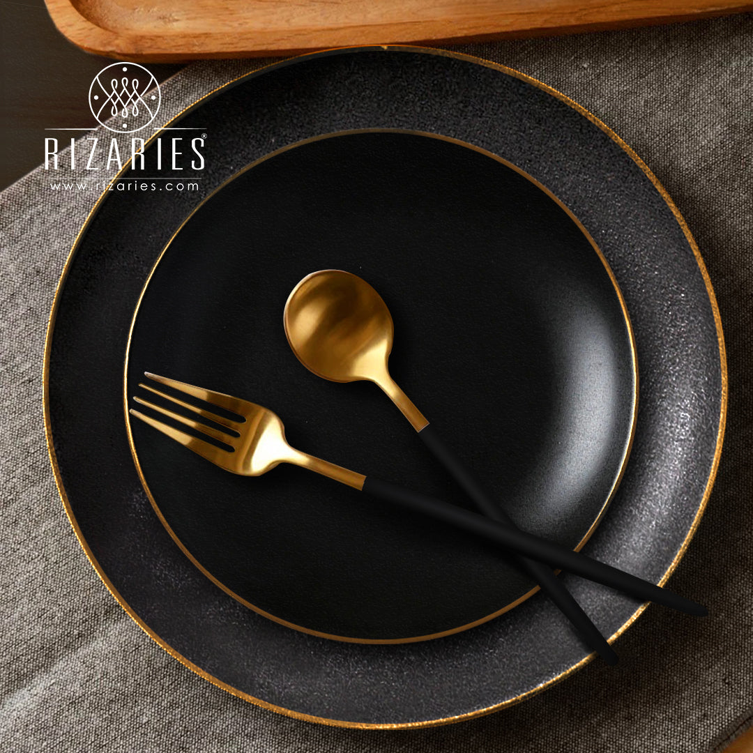 Rough Style Black & Gold Porcelain Plates