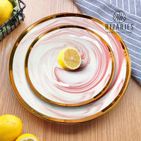 Thumbnail for White & Gold Marble With Pink Abstract Affect Porcelain Plate