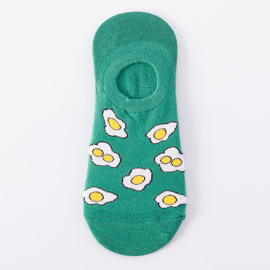 Fried Egg on Teal Low Cut Crazy Socks