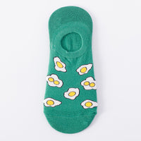 Thumbnail for Fried Egg on Teal Low Cut Crazy Socks
