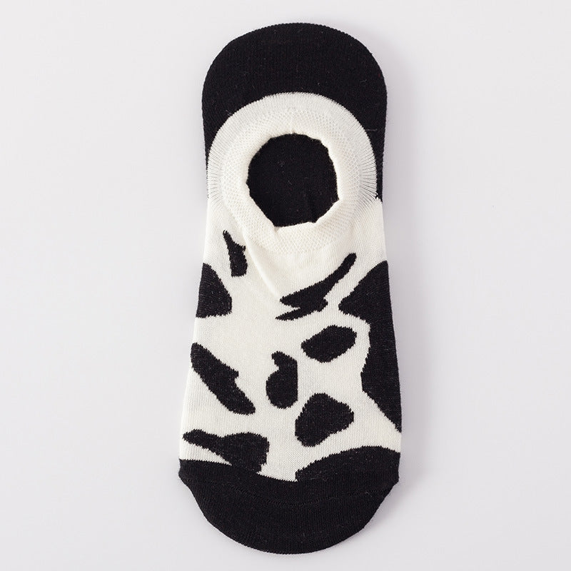 White & Black Abstract Low Cut Crazy Socks