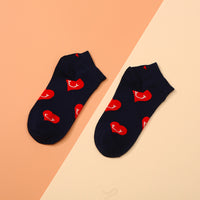 Thumbnail for Smiling Heart on Blue Ankle Crazy Socks