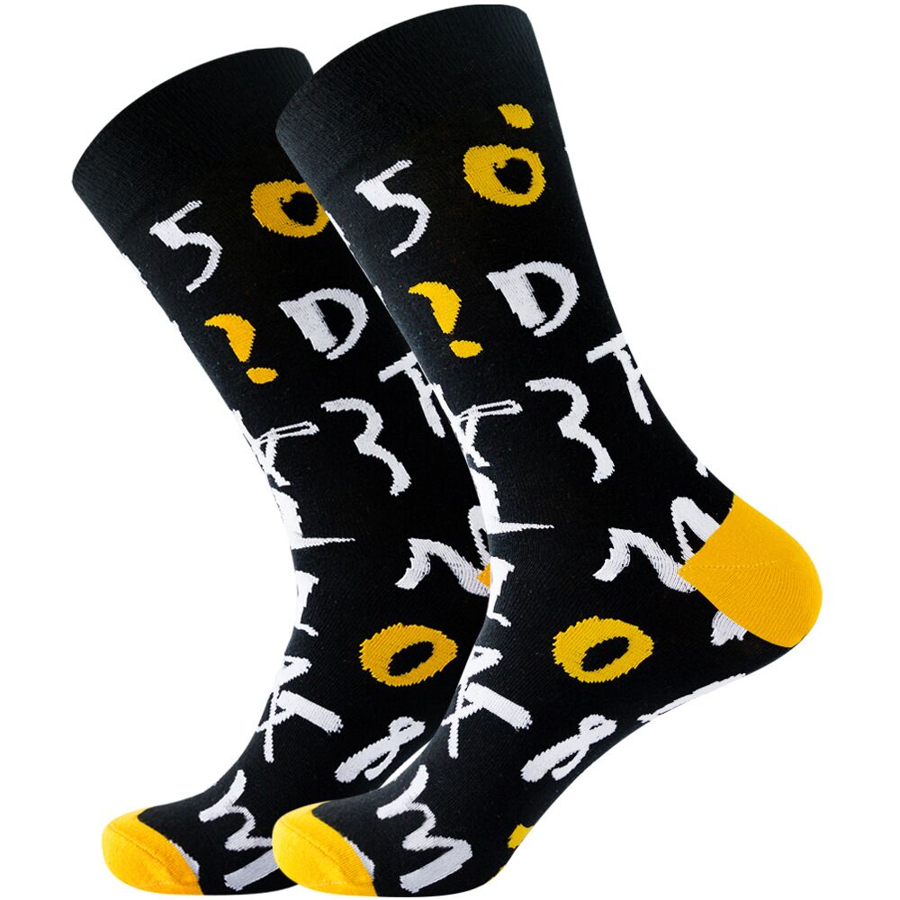 Number on Black Yellow Crazy Socks