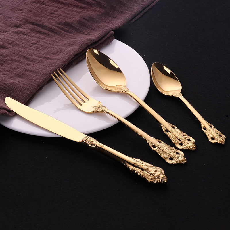 Carving Gold Cutlery Set