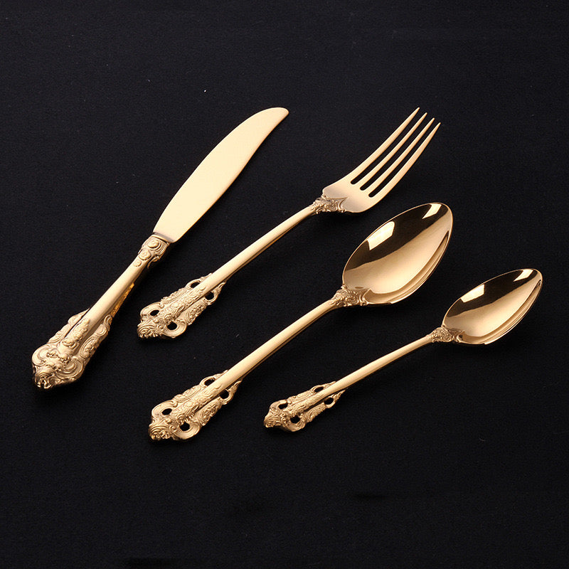 Carving Gold Cutlery Set