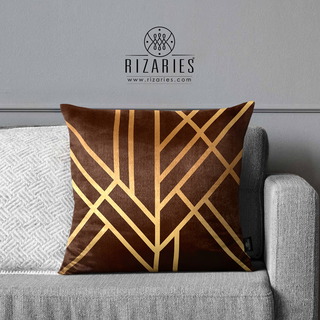 SuperSoft Brown Art Deco Throw Pillow