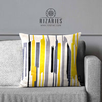 Thumbnail for SuperSoft Yellow Grey Black Throw Cushion