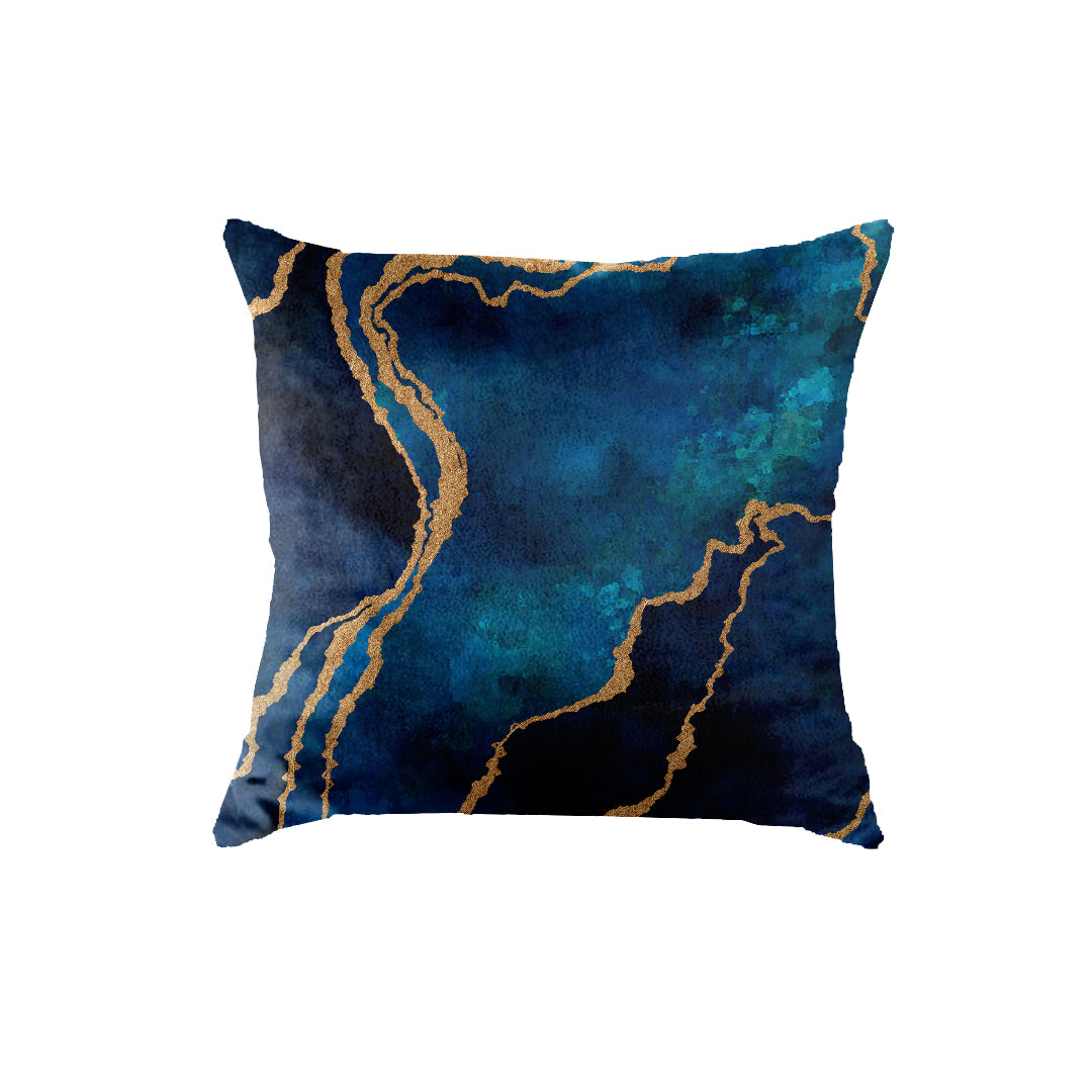 SuperSoft Blue Gold Abstract Throw Pillow