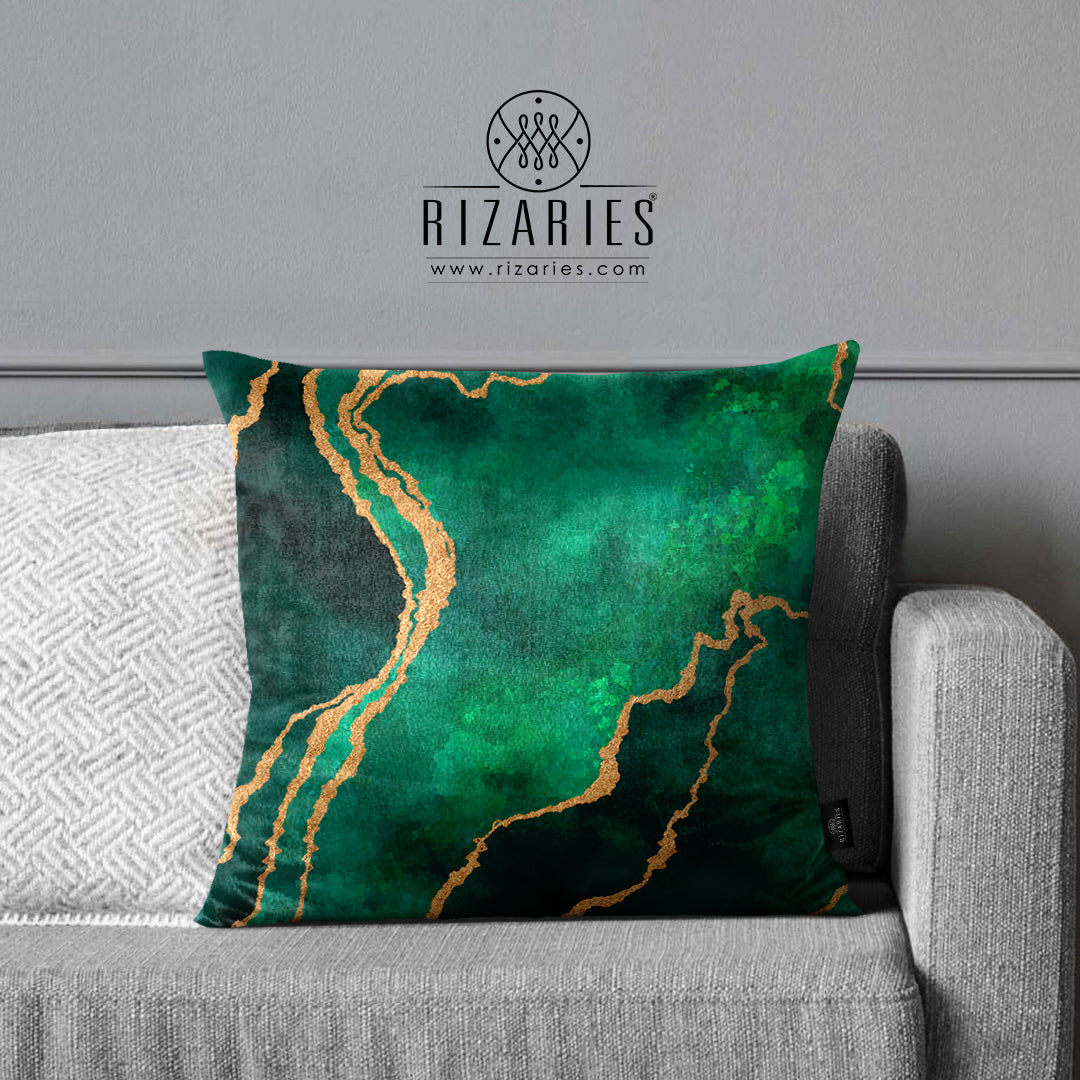 SuperSoft Green Gold Abstract Throw Pillow