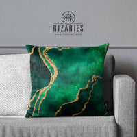 Thumbnail for SuperSoft Green Gold Abstract Throw Pillow
