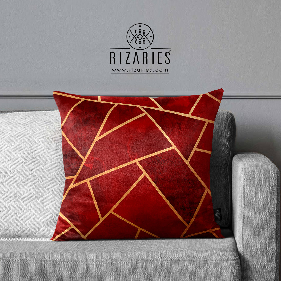 SuperSoft Maroon & Gold Geo Throw Pillow