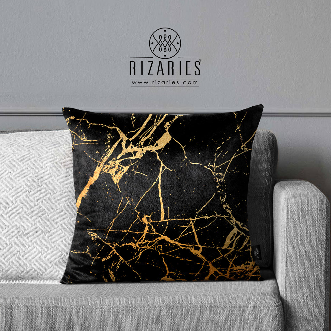 SuperSoft Black & Yellow Gold Throw Cushion