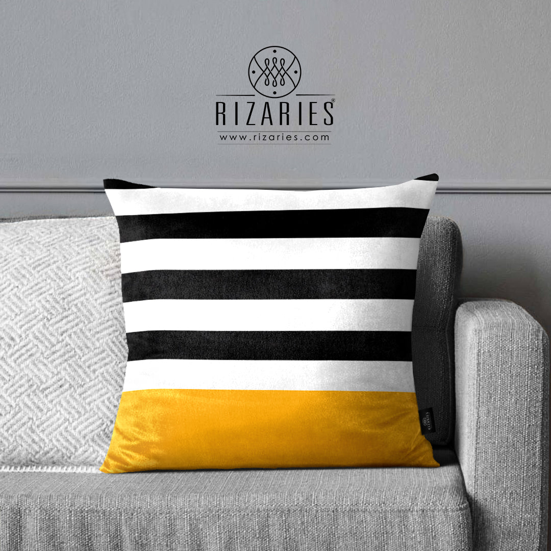 SuperSoft Mustard Black Lines Throw Cushion
