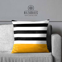 Thumbnail for SuperSoft Mustard Black Lines Throw Cushion