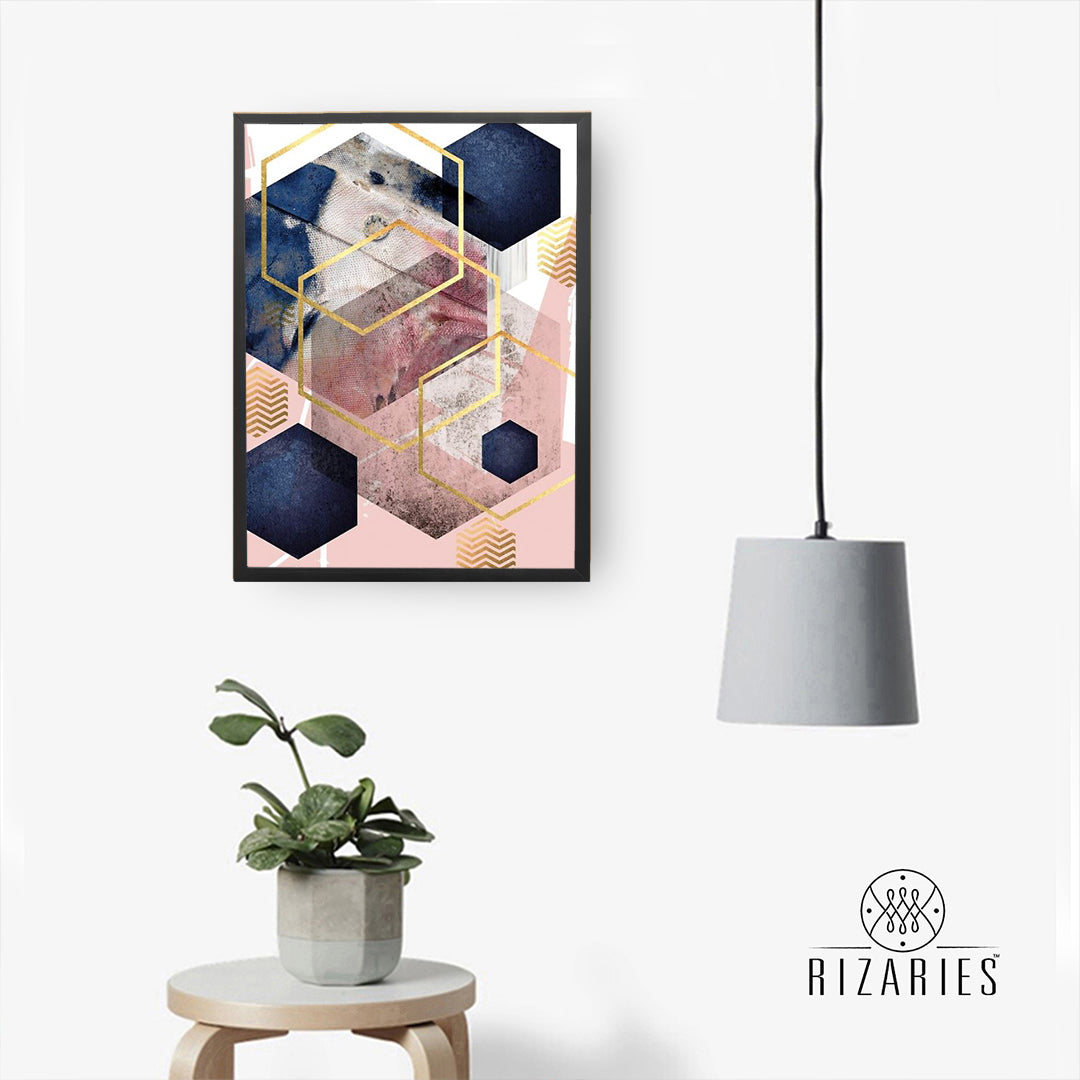 Pink Navy Abstract Handmade Canvas Painting