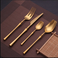 Thumbnail for Matt Modern Full Gold Cutlery Set