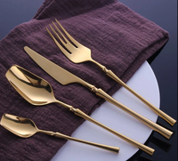 Thumbnail for Shiny Modern Full Gold Cutlery Set