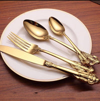 Thumbnail for Carving Gold Cutlery Set