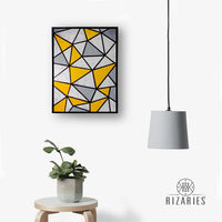 Thumbnail for Yellow Geometric Handmade Canvas Painting