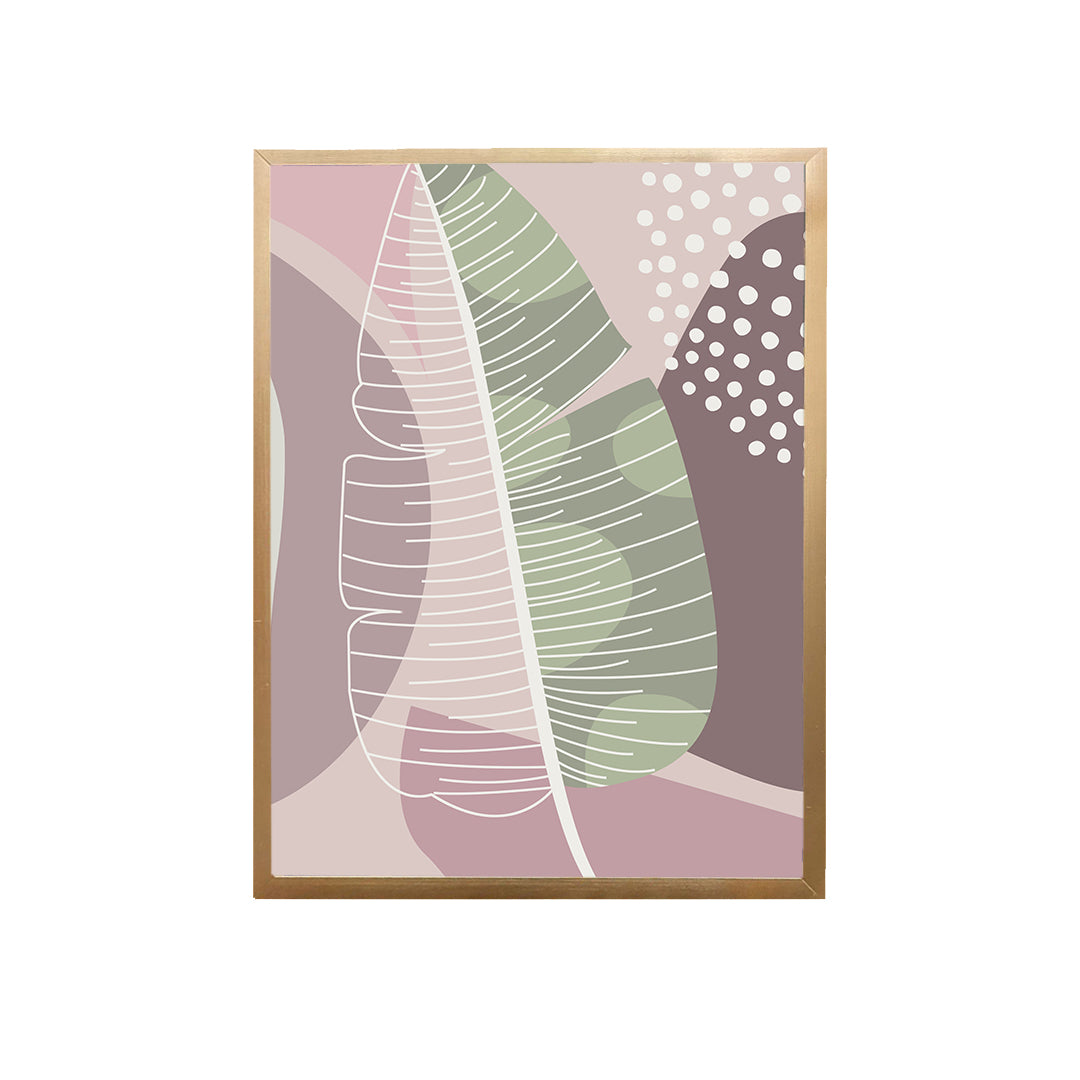 Mist Pink Leaf Abstract Canvas Painting