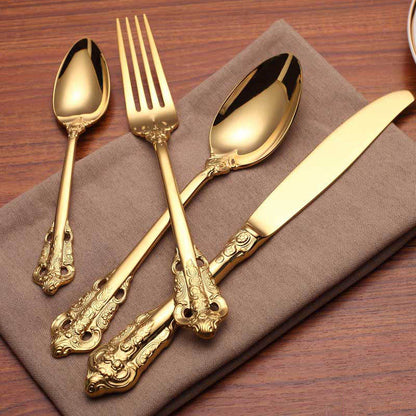 Carving Gold Cutlery Set