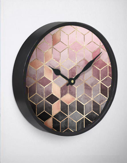 Pink Gradient Cubes Wall Clock